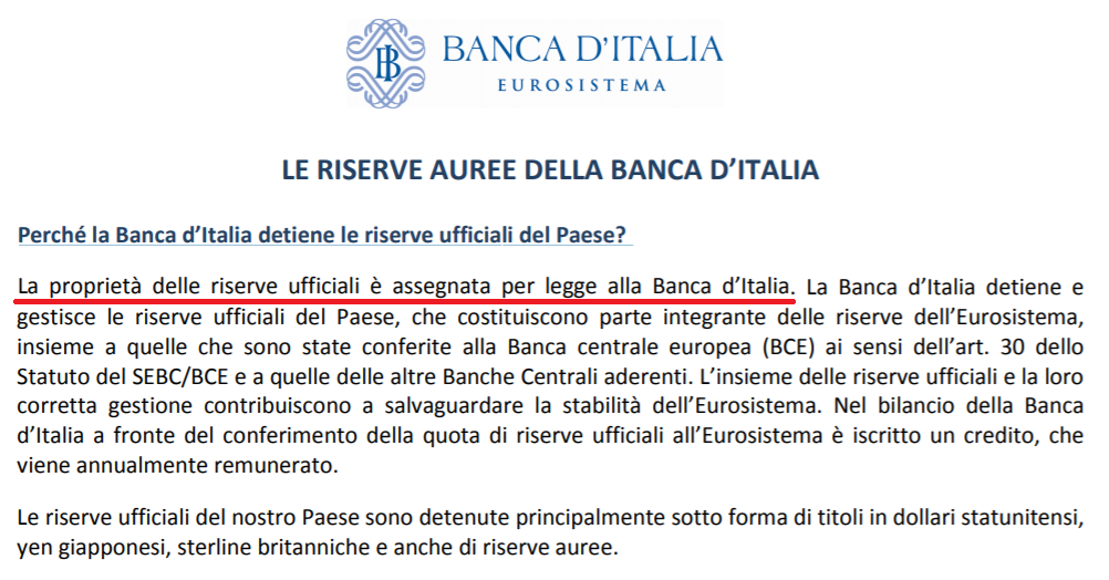 Стр. 1 от ръководството за златните резерви на Banca d’Italia от 2014 г